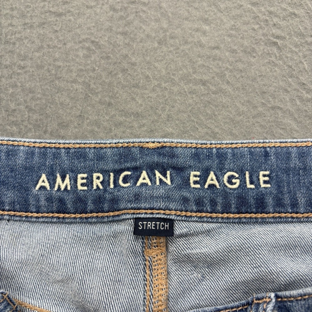 American Eagle Low Rise Baggy Jeans Wide Leg Womens 8 Short Blue Stretch Y2K - Picture 6 of 16